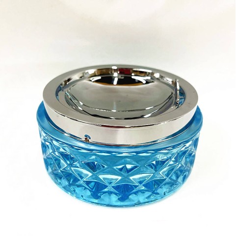 Heavy-duty circular push-button tabletop ashtray