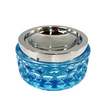 Heavy-duty circular push-button tabletop ashtray
