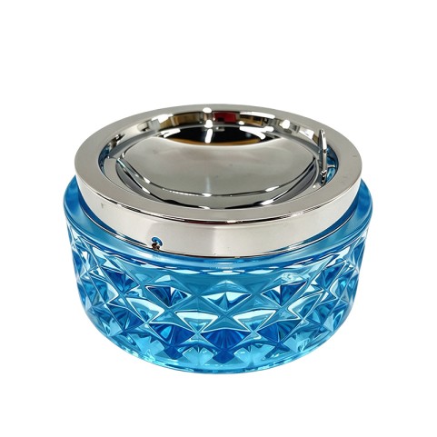 Heavy-duty circular push-button tabletop ashtray