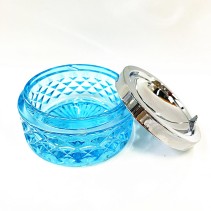 Heavy-duty circular push-button tabletop ashtray