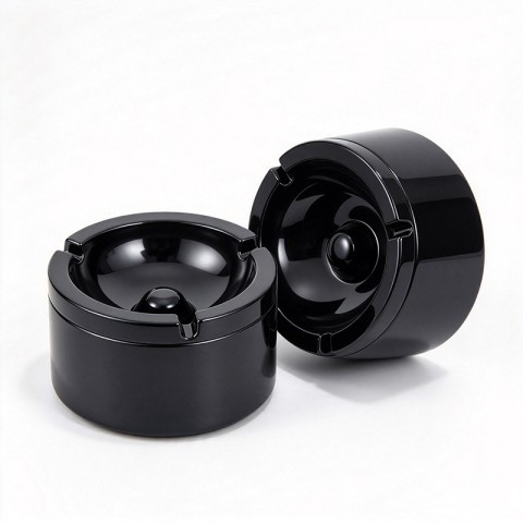 Easy-to-clean round windproof ashtray