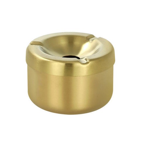 Brushed Champagne Gold Windproof Ashtray with Lid