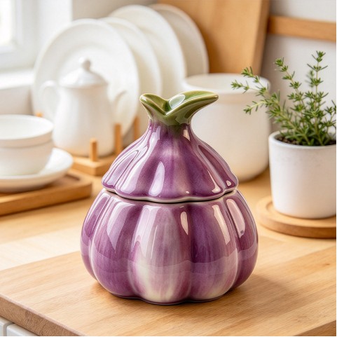 Creative purple garlic-shaped ceramic ashtray