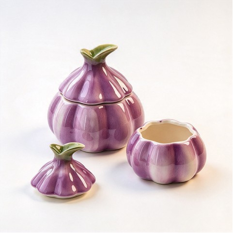 Creative purple garlic-shaped ceramic ashtray