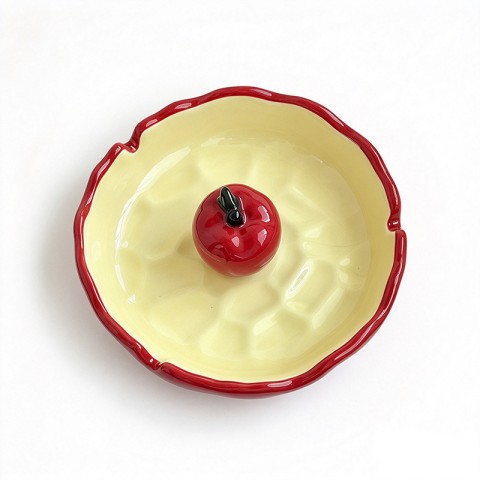 Cute Red Apple-Shaped Decorative Ceramic Ashtray