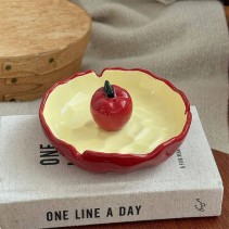 Cute Red Apple-Shaped Decorative Ceramic Ashtray