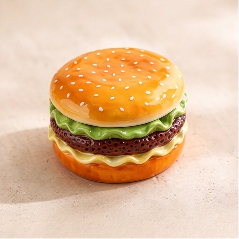 Hamburger-Shaped Ashtray with Lid