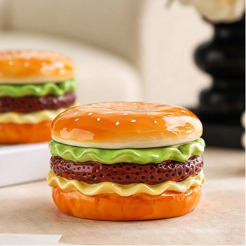 Hamburger-Shaped Ashtray with Lid