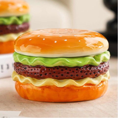 Hamburger-Shaped Ashtray with Lid