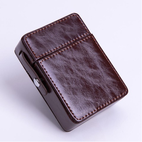 Vintage Brown PU Leather Crush-Proof Portable Cigarette Case