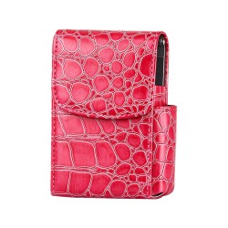 Portable Magenta Crocodile-Pattern PU Leather Cigarette Case