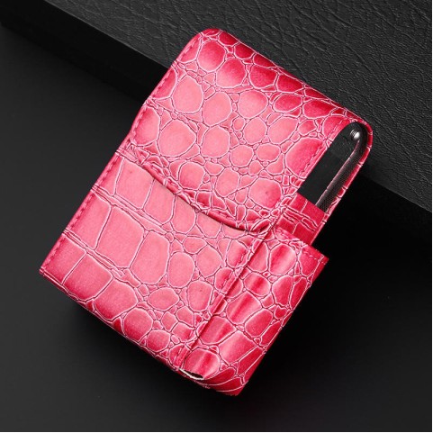 Portable Magenta Crocodile-Pattern PU Leather Cigarette Case
