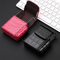 Portable Magenta Crocodile-Pattern PU Leather Cigarette Case