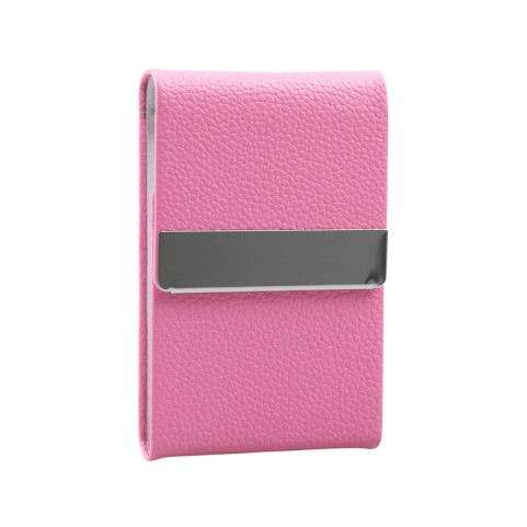 Ultra-slim pink embossed PU leather cigarette case