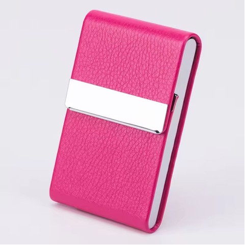 Ultra-slim pink embossed PU leather cigarette case