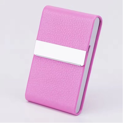 Ultra-slim pink embossed PU leather cigarette case