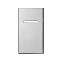 Slim portable bright-silver metal cigarette case
