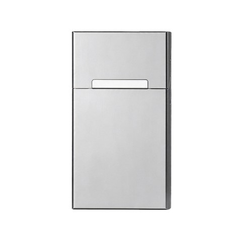 Slim portable bright-silver metal cigarette case