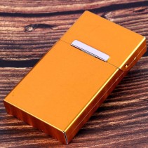 Slim portable bright-silver metal cigarette case