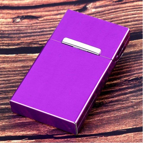 Slim portable bright-silver metal cigarette case