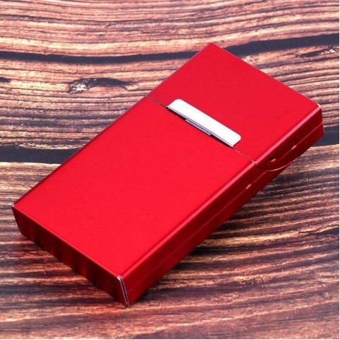 Slim portable bright-silver metal cigarette case