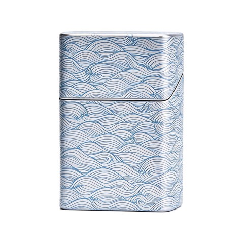 Slim Tinplate Cigarette Case with Wave Pattern