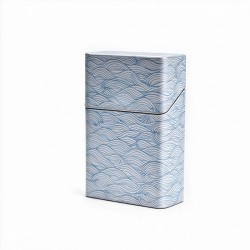 Slim Tinplate Cigarette Case with Wave Pattern