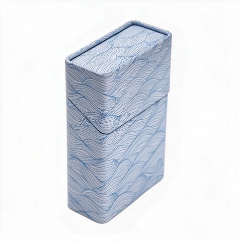 Slim Tinplate Cigarette Case with Wave Pattern