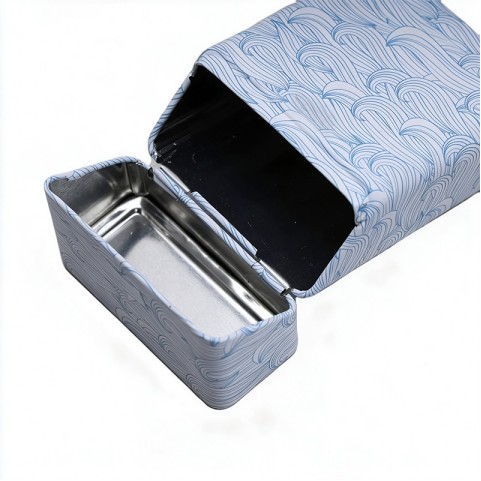 Slim Tinplate Cigarette Case with Wave Pattern
