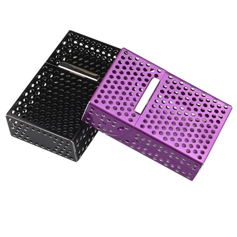 High-quality purple metal cigarette case with a breathable cutout design