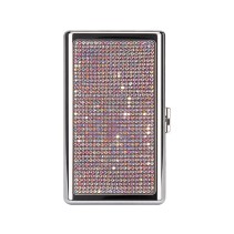 Stylish Slim Portable Metal Cigarette Case with Rhinestones
