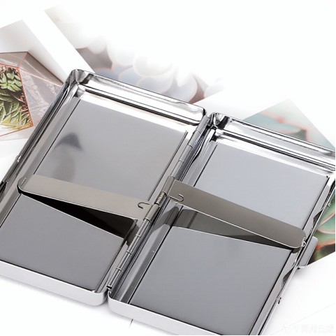 Stylish Slim Portable Metal Cigarette Case with Rhinestones
