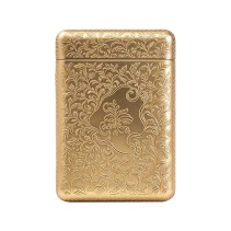 Luxurious vintage-style gold-tone metal cigarette case with ornate engravings