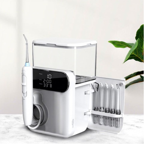 White Desktop Water Flosser with UV Sanitizer