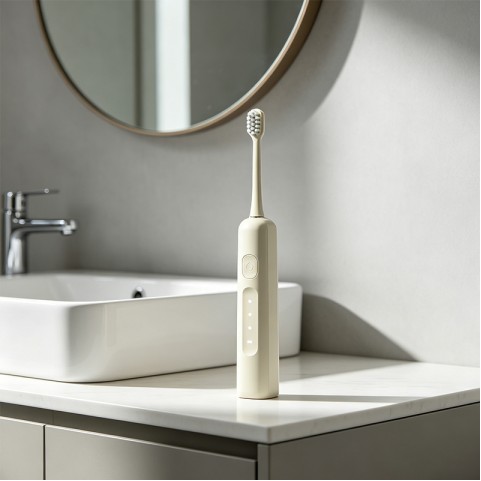 Beige Portable Sonic Electric Toothbrush