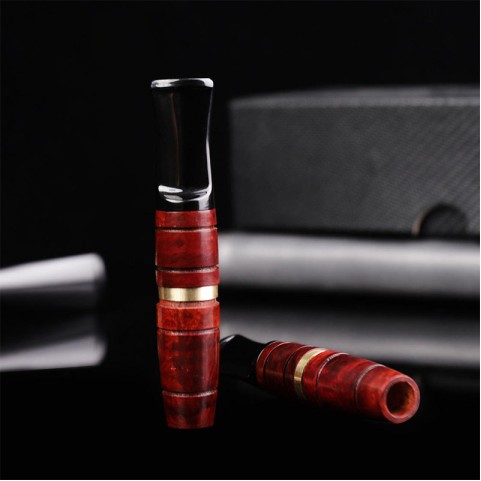 Vintage Red Wood-Grain 9mm Ultra-Slim Filter Cigarette Holder