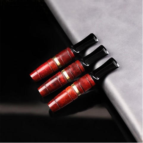 Vintage Red Wood-Grain 9mm Ultra-Slim Filter Cigarette Holder