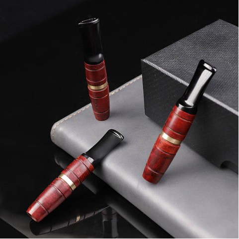 Vintage Red Wood-Grain 9mm Ultra-Slim Filter Cigarette Holder