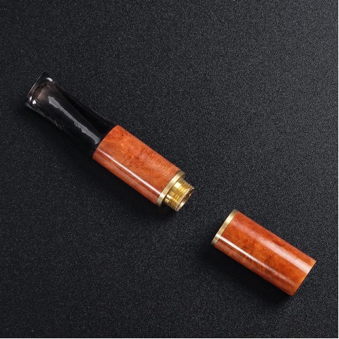 Glossy mahogany-colored detachable cigarette holder with filter