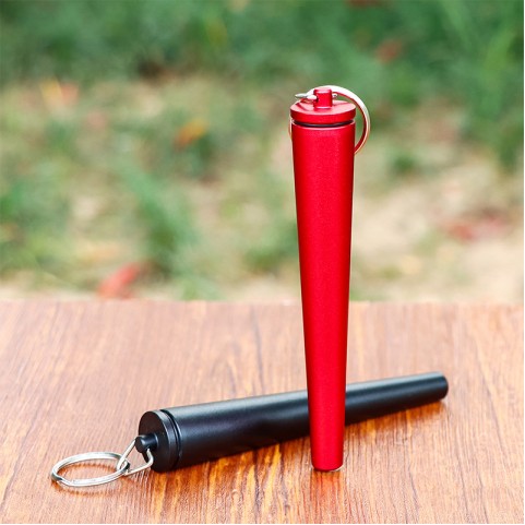 Portable Metal Keychain Storage Tube with Integrated Filter Mouthpiece