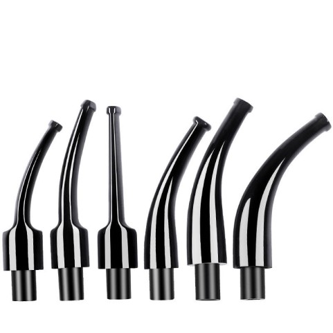 Black mirror-finish 9mm curved-stem filter cigarette holder
