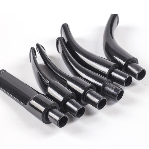 Black mirror-finish 9mm curved-stem filter cigarette holder