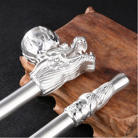 Vintage-style silver-plated copper cigarette holder with filter
