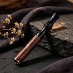 Dark Vintage Walnut-Grain Filter Cigarette Holder