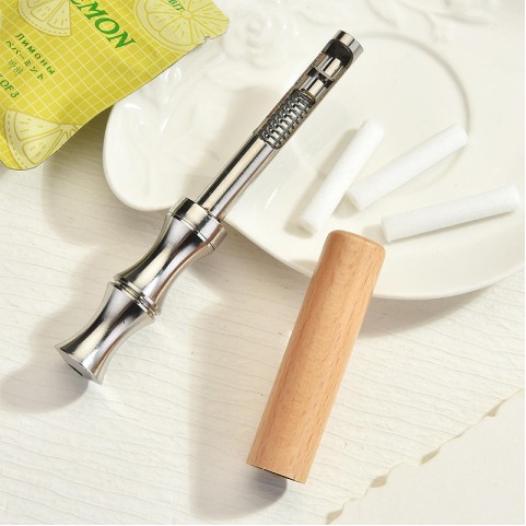 Dark Vintage Walnut-Grain Filter Cigarette Holder
