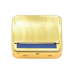 Gold-colored vintage-style engraved metal manual cigarette rolling machine