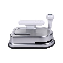 Brushed metal manual cigarette roller with a swing-arm mechanism