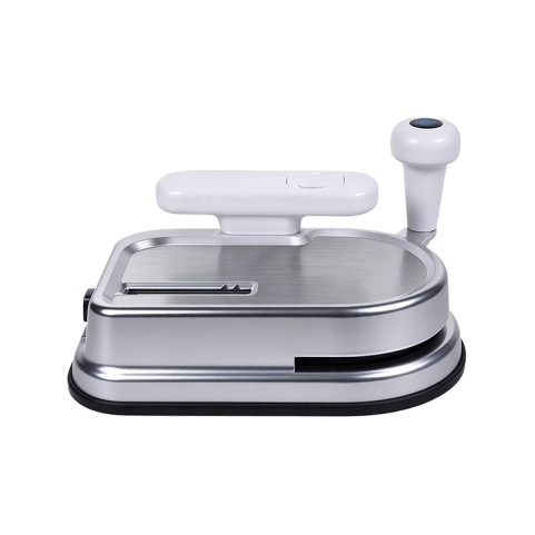 Brushed metal manual cigarette roller with a swing-arm mechanism