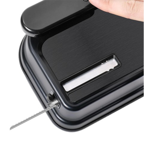 Brushed metal manual cigarette roller with a swing-arm mechanism