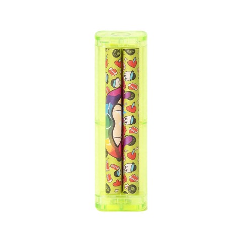 Pink Manual Cigarette Roller with Dual Rollers and Patterned Design